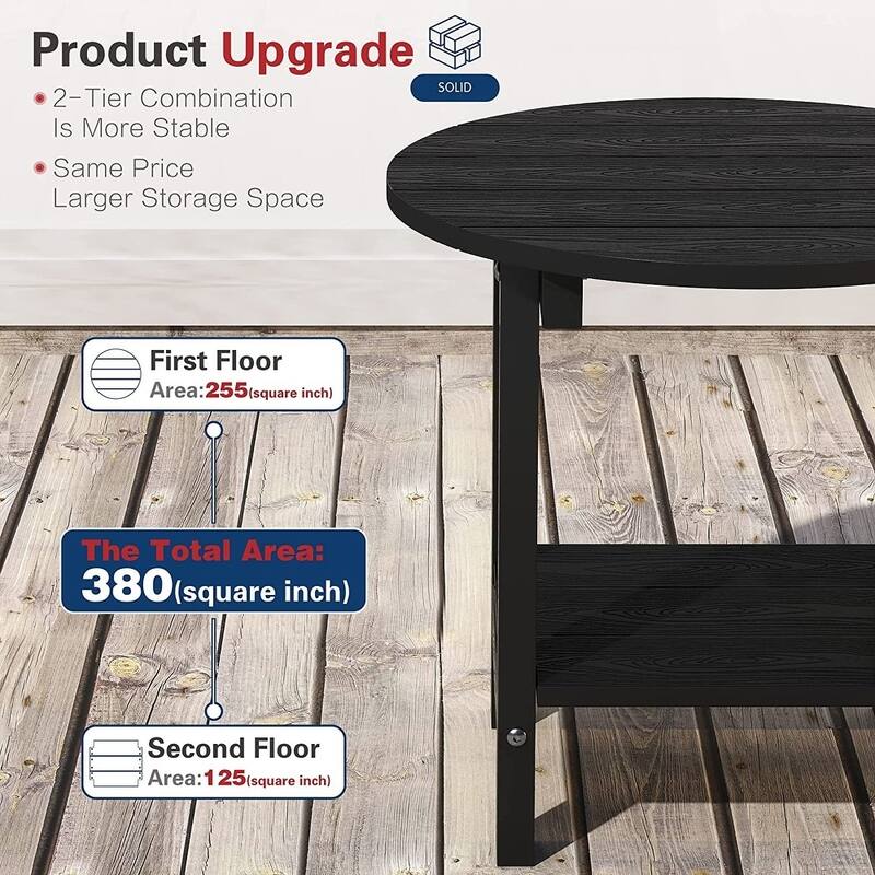 WINSOON All Weather HIPS Outdoor 2-Tier Outdoor Side Tables Adirondack Tables Set Of 2