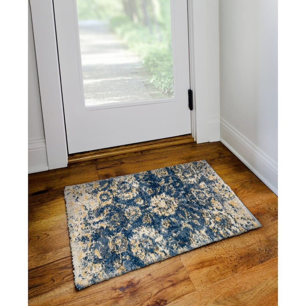 Addison Barkley Blue Floral Farmhouse 1'8" x 2'6" Accent Rug