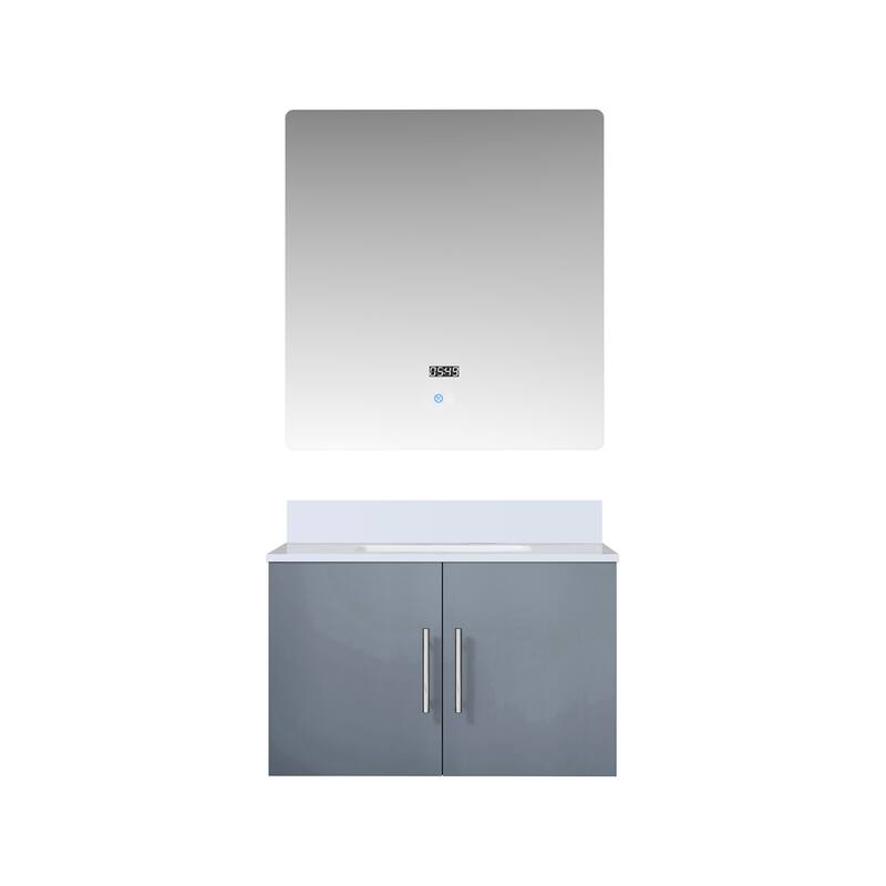 Geneva 30 in. W x 22 in. D Dark Grey Bath Vanity, White Quartz Top, and 30 in. LED Mirror - 30 Inch - Dark Grey