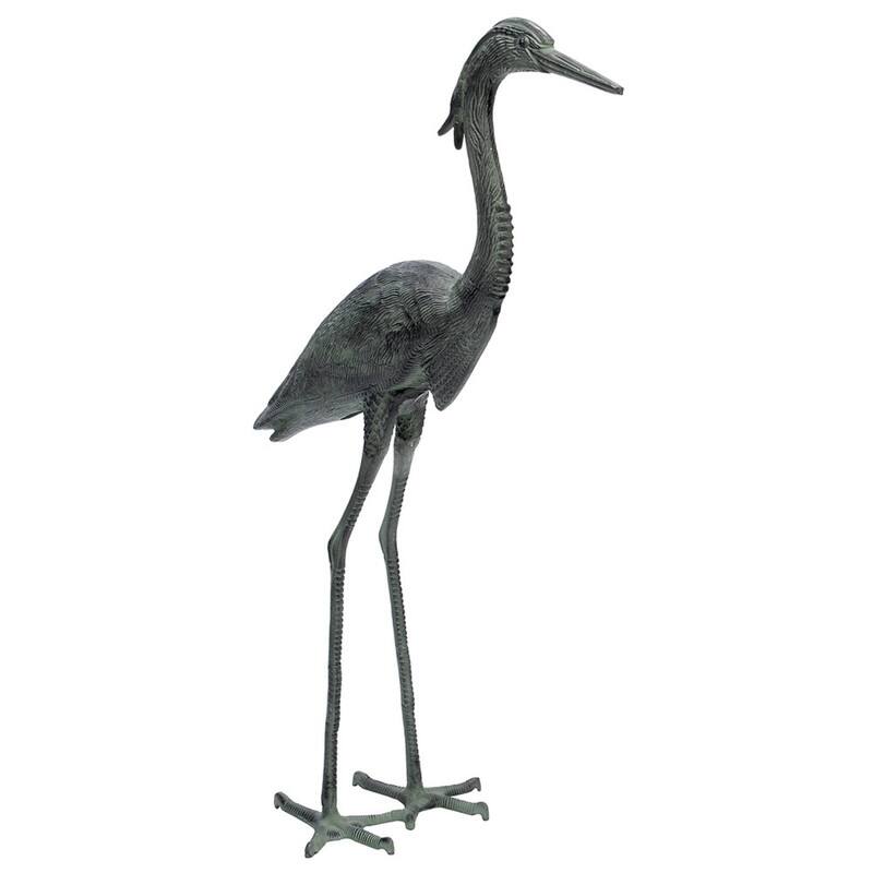 Achla Designs Stately Great Blue Heron, 43 Inch Tall, Blue-Grey Verdi Painted Finish