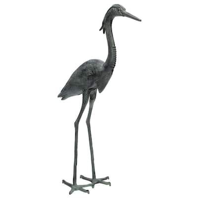 Achla Designs Stately Great Blue Heron, 43 Inch Tall, Blue-Grey Verdi Painted Finish