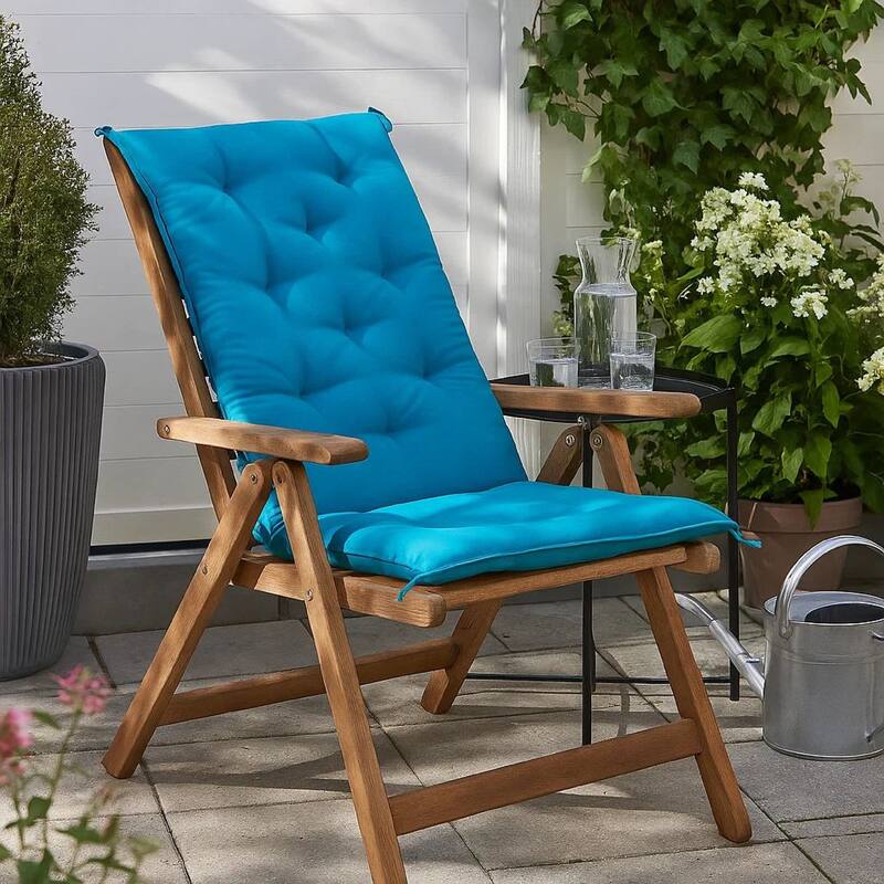 Claire Outdoor Cushion for Bench, 71 Inch, Blue Tufted Oxford Fabric