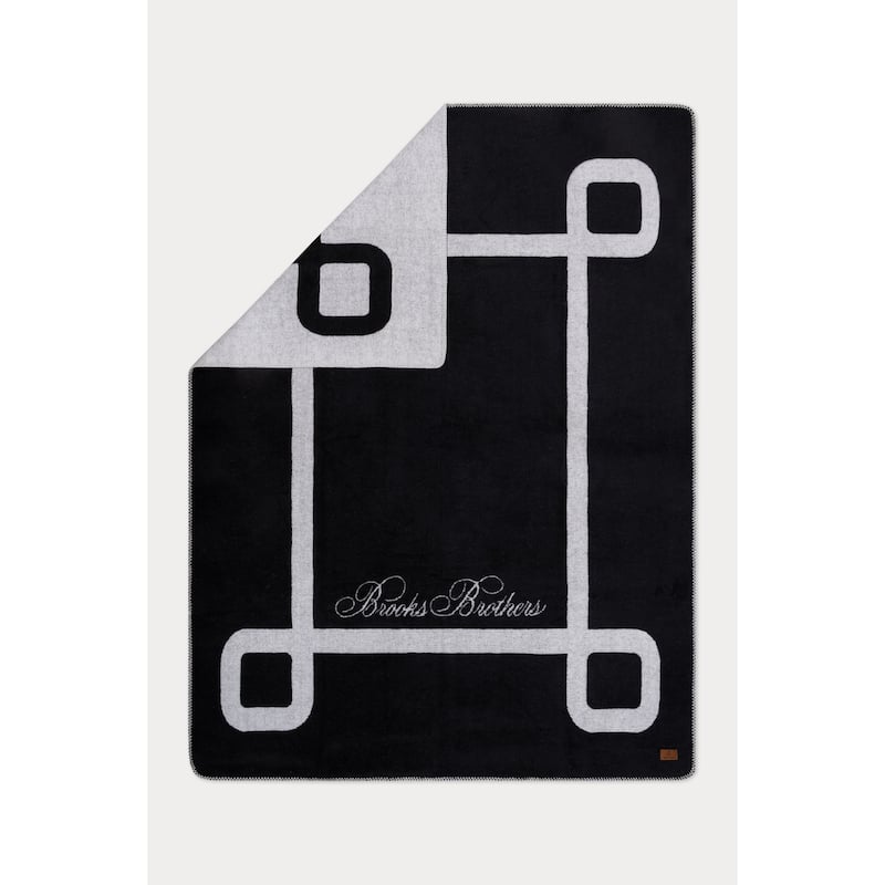 Brooks Brothers Geo Border Throw - Black