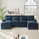 preview thumbnail 3 of 53, 113" Chenillle U Shaped Sectional Sofa with Toss Pillows Blue
