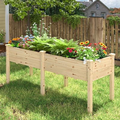 VEIKOUS Raised Garden Bed Outdoor, 6.8 Cu.Ft Large Planting Space, Solid Cedar Wood Planter Box