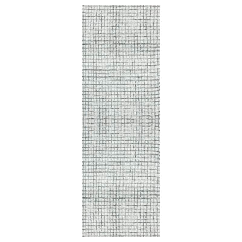Noah Contemporary Checkered Wool Indoor Area Rug by Sevita - 2'6" x 8' - Grey/Off White