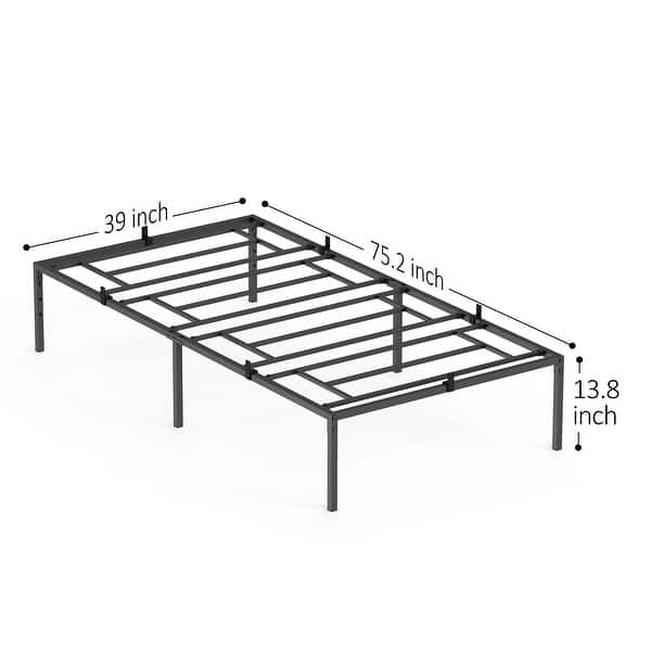 dimension image slide 2 of 4, Metal Platform Bed Frame with Sturdy Steel Bed Slats Mattress Foundation No Box Spring Needed Large Storage Space