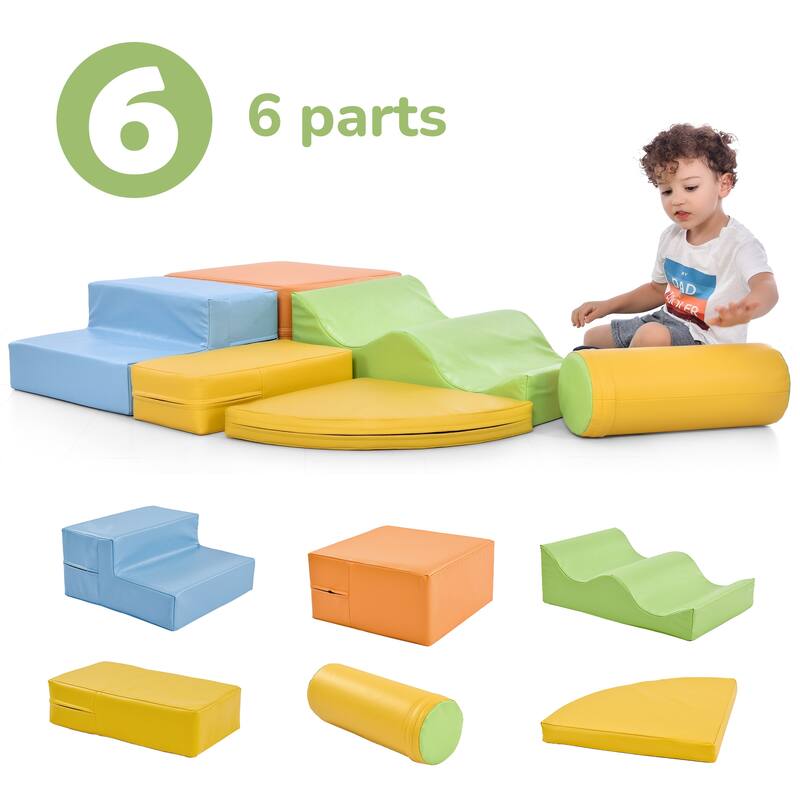 Soft Climb and Crawl Foam Playset 6 in 1 Safe Soft Foam Nugget Block