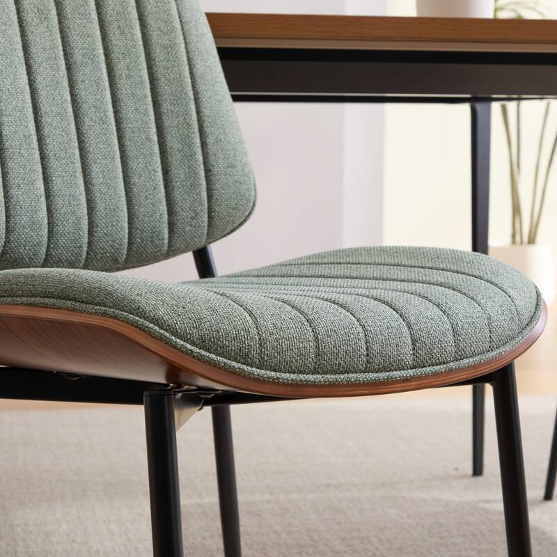 Roomfitters Upholstered Dining Chairs Set of 2 with Bentwood Back and Metal Legs, Mid-Century Modern Side Chairs