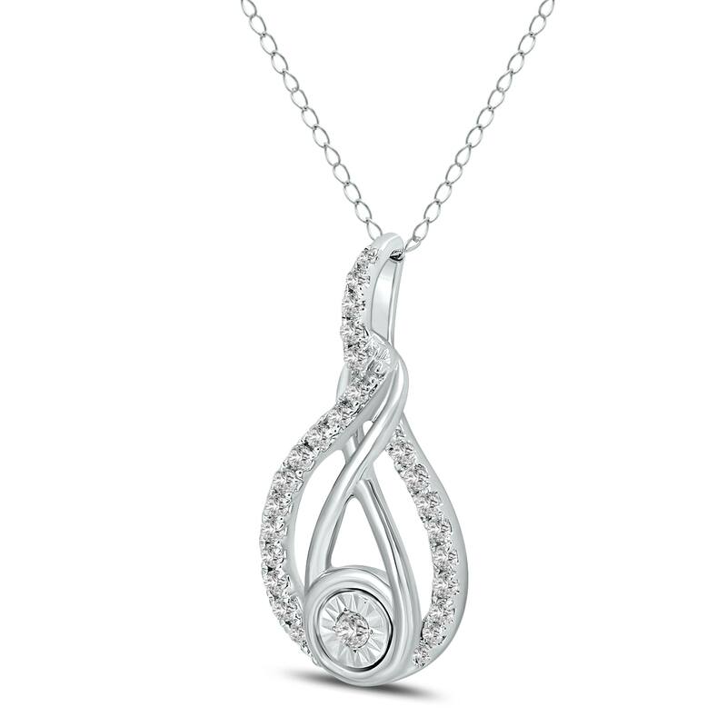 Marquee 1/2 CTW Twisted Diamond Infinity Drop Pendant in 14K White Gold