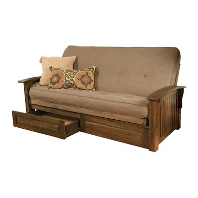 Somette Washington Full-size Futon Frame Includes Storage Drawers and Mattress