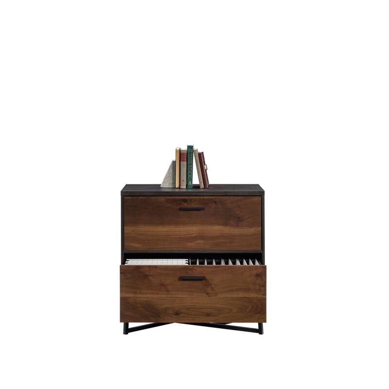 Wood Lateral File with Modern Design, Dark Walnut
