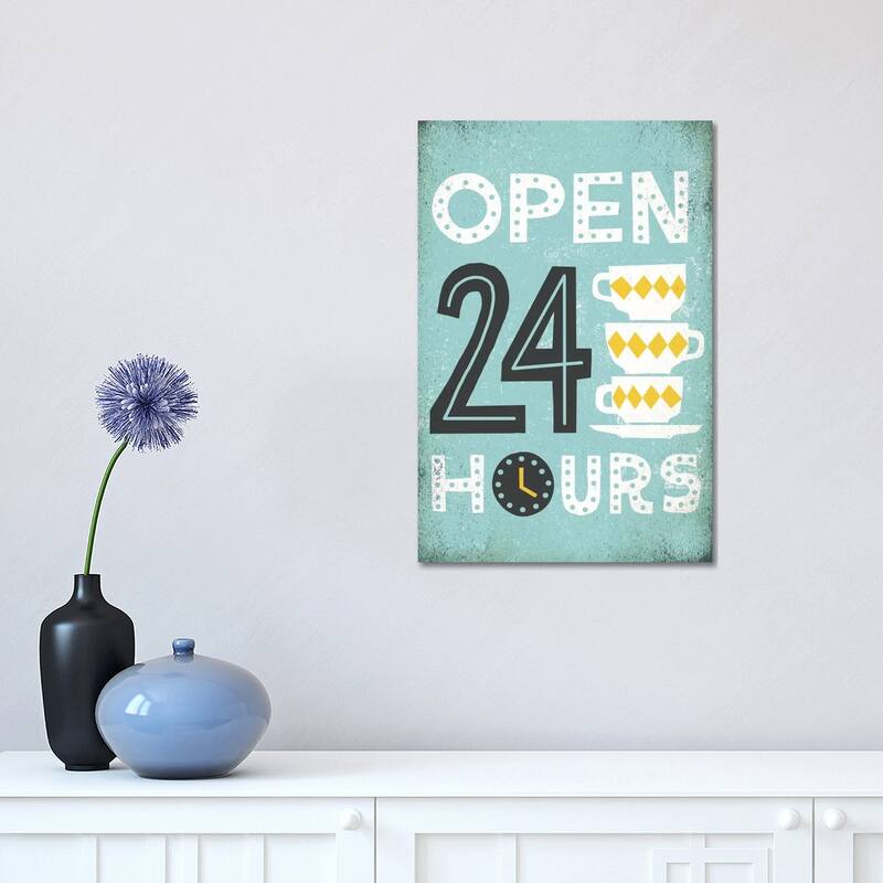 iCanvas "Retro Diner (Open 24 Hours I)" by Michael Mullan Canvas Print - 18x12x1.5