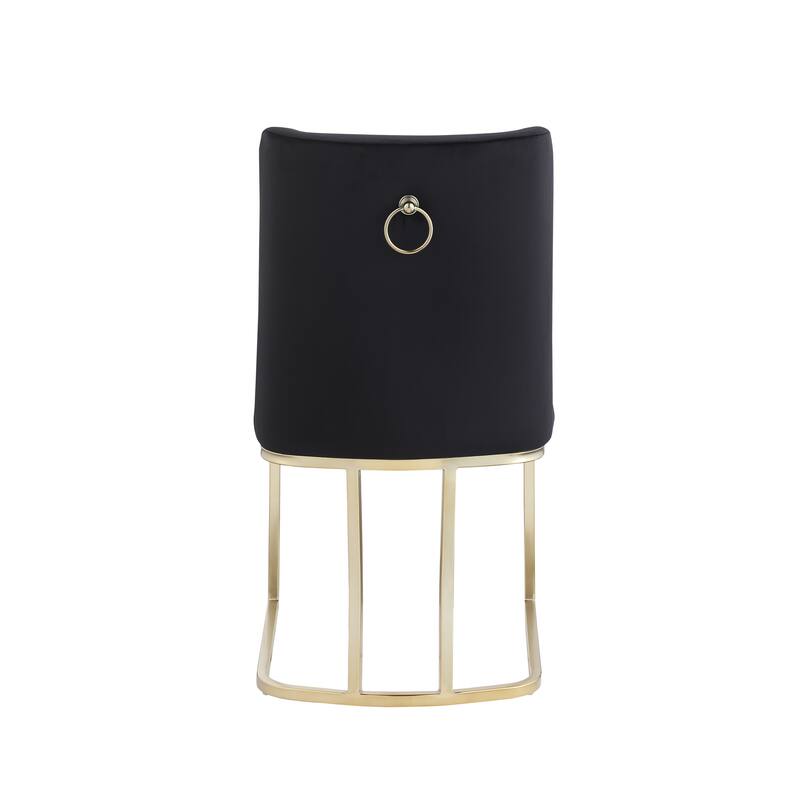 Modern Dining Chairs Set of 2, Upholstered Dining Table Chair, Velvet Accent Chair, Reception Chair with Metal Legs, Black