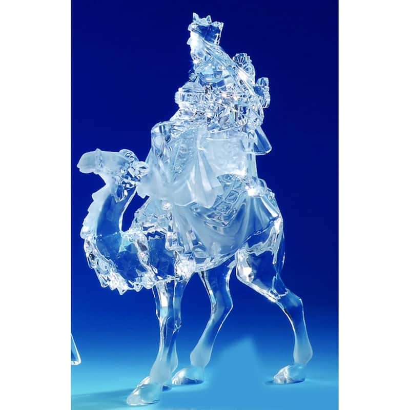 6 Icy Crystal Religious Christmas Kings on Camels Nativity Figures 12"