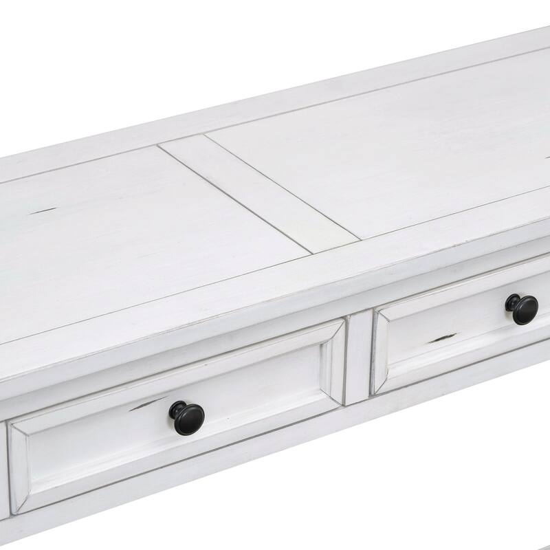Rustic Chic Console Table with 4 Drawers & Bottom Shelf