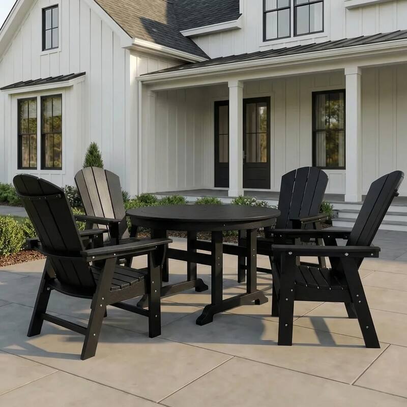 Laguna Hdpe All Weather Outdoor Patio Round Adirondack Dining Chairs Set (5-Piece Set)