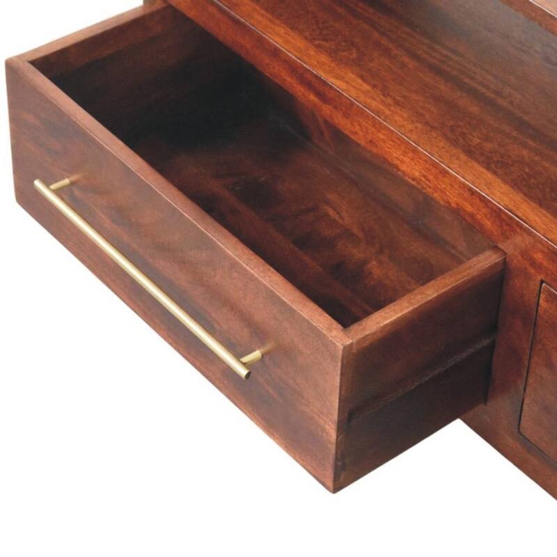 Artisan Furniture Solid Wood Arched Edge 2 Drawer Media Unit, Brown, 2-Drawers, 1-Shelf