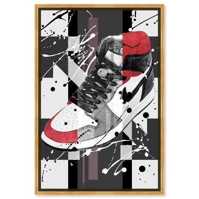Notoriart Flashy Red Sneaker Framed Sneaker 1 Piece Canvas Wall Art