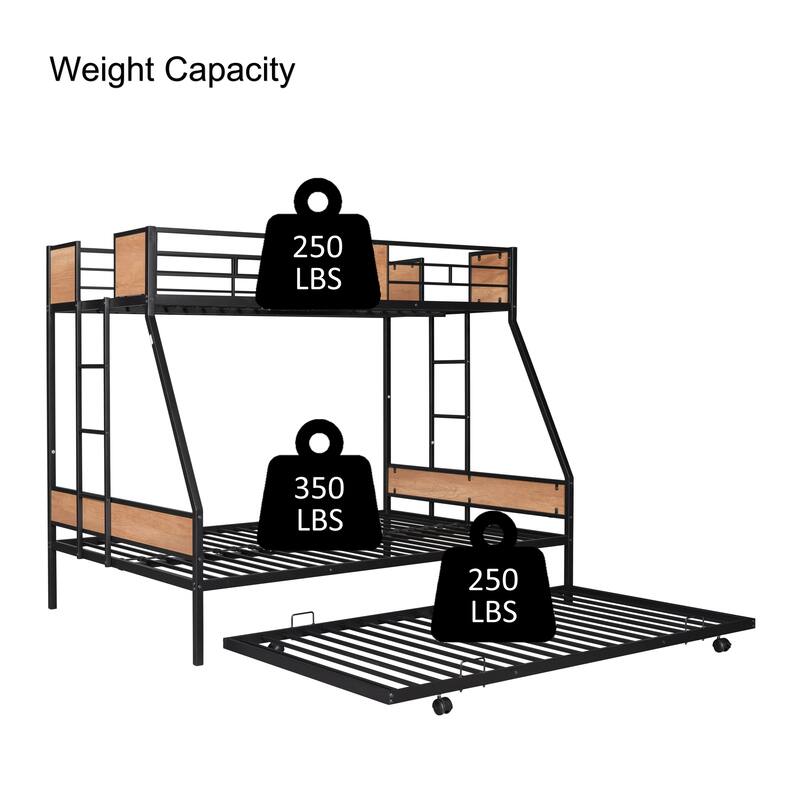 Space-Saving Twin Over Full Bunk Bed with Safety Guardrail