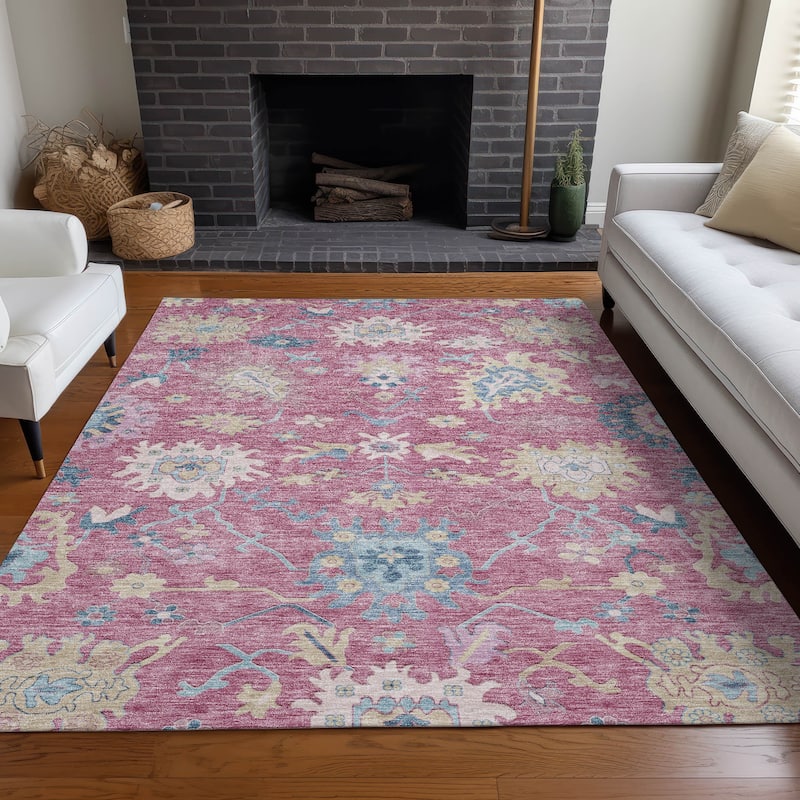 Machine Washable Indoor/ Outdoor Causal Traditional Chantille Rug