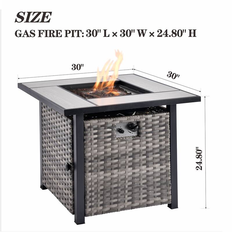 OVIOS Grey Wicker 8-piece Patio Furniture Set With Fire Pit