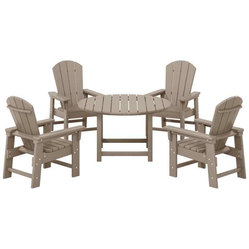 Laguna Kids Adirondack 5-Piece Round Table Dining Set - Weathered Wood