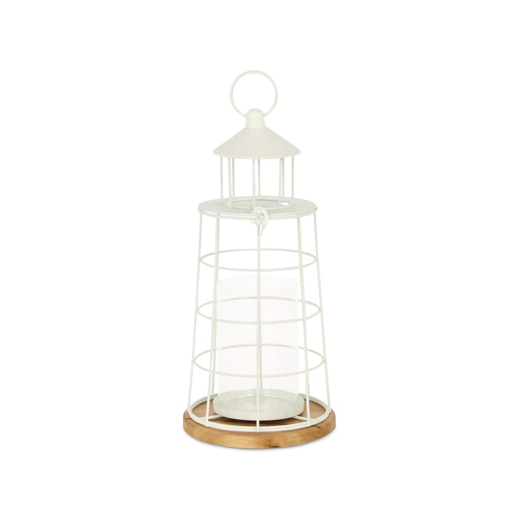 Caler White Metal Large Lighthouse Styled Lantern