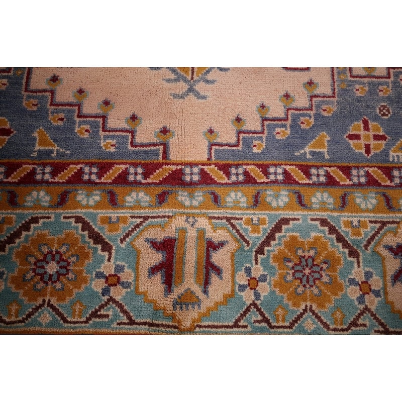 Geometric Viss Indian Large Area Rug Hand-Knotted Wool Carpet - 9'7"x 14'1"