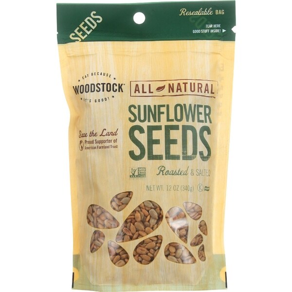 Woodstock Sunflower Seeds - Roasted - Salted - Case of 8 - 12 oz.