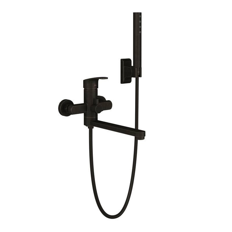 Niagara Highflow Wall Mounted Tub Filler with Pivoting Arm Spout and Handshower Oil Rubbed Bronze