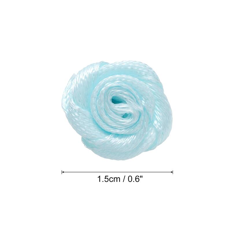100pcs 1.5cm Mini Ribbon Roses for Crafts Artificial Fabric Flowers
