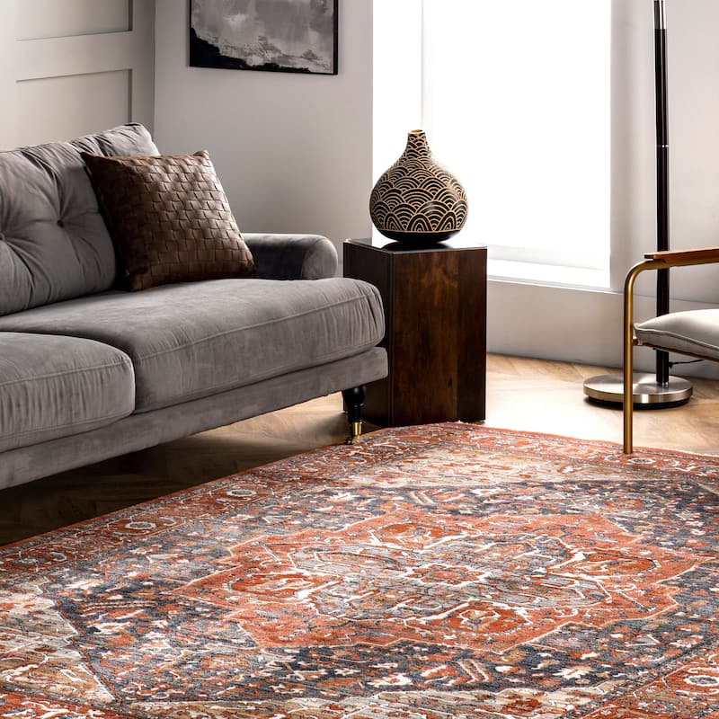 Nuloom Oliveira Floral Medallion Fringe Area Rug