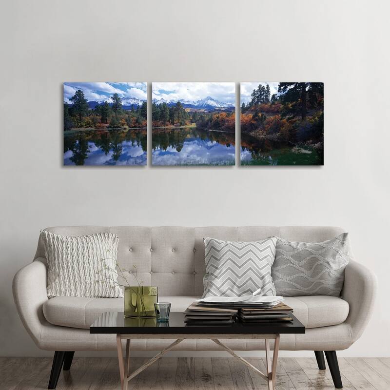 iCanvas "Reflection Of Clouds In Water, San Juan Mountains, Colorado, USA" by Panoramic Images 3-Piece Canvas Wall Art Set - 24x72x1.5