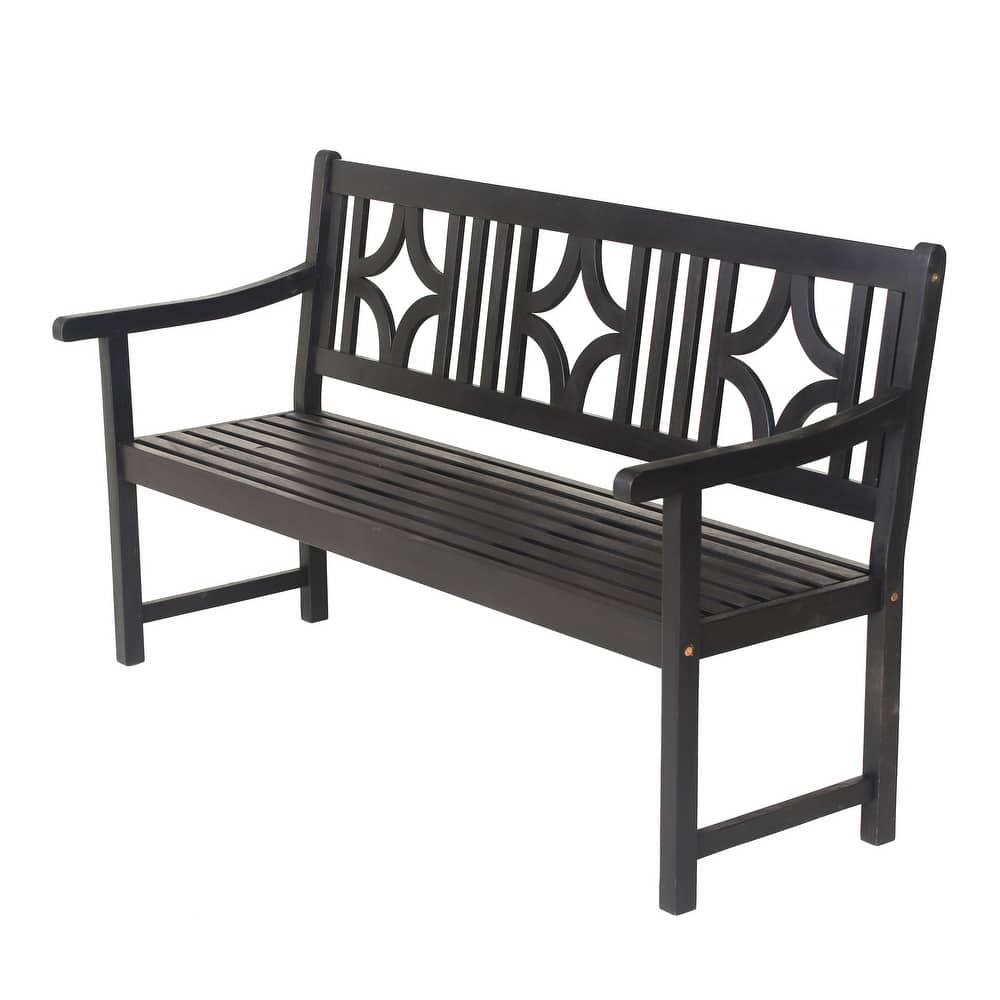 Laurel 59.1" 3-Seat Ogee Diamond-Back 600-Lbs Support Acacia Wood Outdoor Garden Patio Bench, by JONATHAN Y