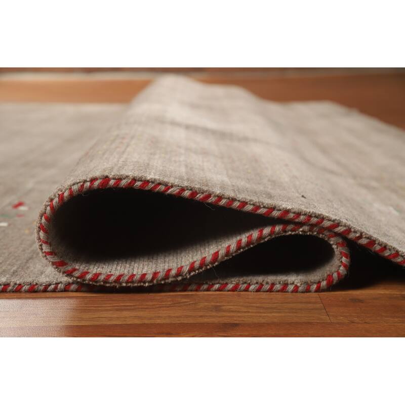 Hand Knotted Oriental 100% Wool Carpet Tribal Tribal Brown Gabbeh Area Rug - 9' 9'' X 7' 11''