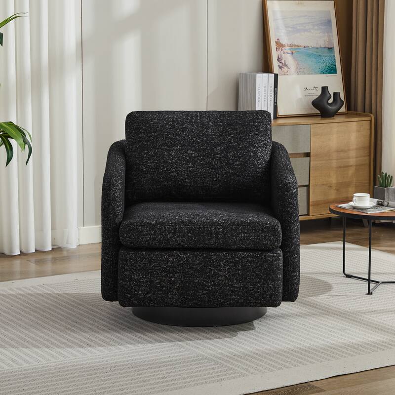 Swivel Accent Chair with Thick Cushions, Round Accent Single Sofa Chair, 360 Degree Club Chair Lounge Armchair - Black Gray
