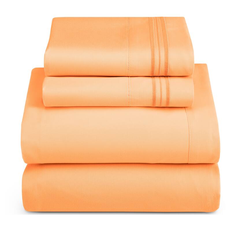 Nestl Ultra-soft Deep Pocket Bed Sheet Set - Twin - Apricot Buff Orange