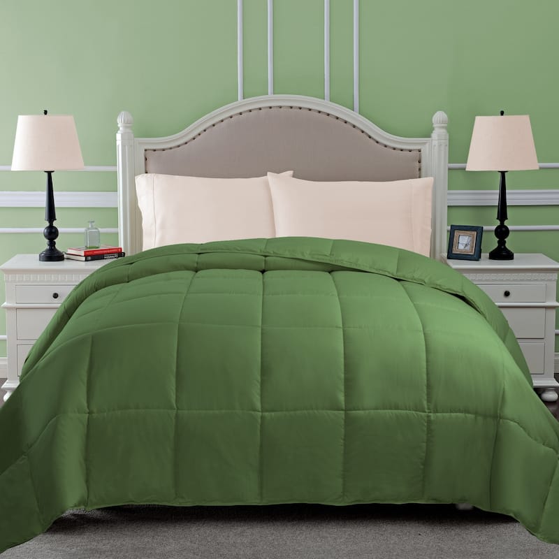Superior Classic Comforter Reversible Down Alternative Bedding - Full - Queen - Terrace Green