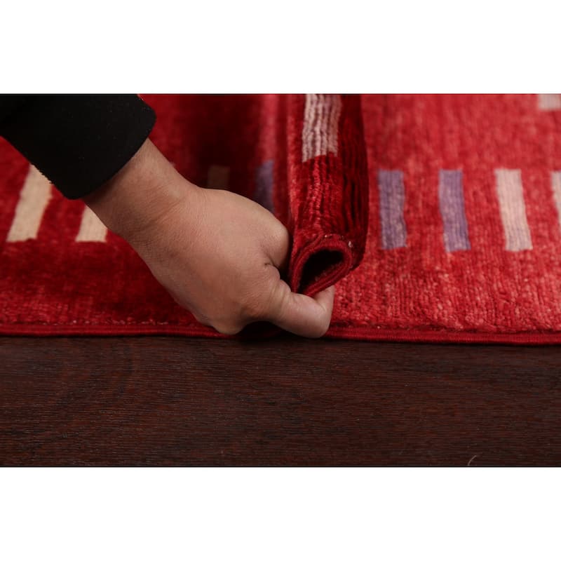 Geometric Gabbeh Kashkoli Oriental Area Rug Hand-knotted Wool Carpet - 2'7" x 4'2"