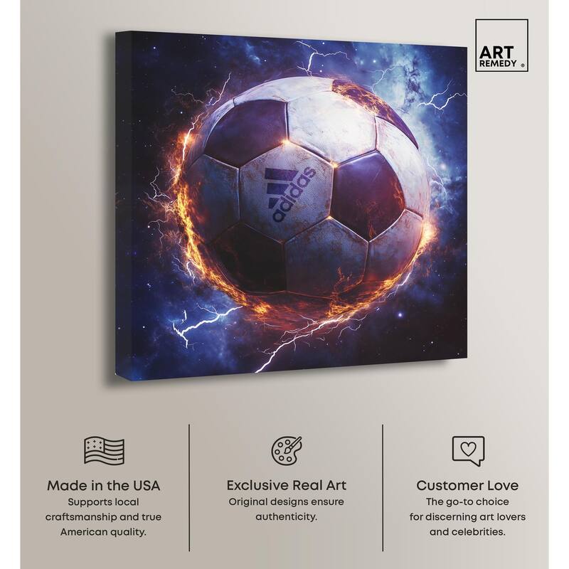 Electrify Soccer Ball Canvas by Art Remedy, Gallery Wrapped