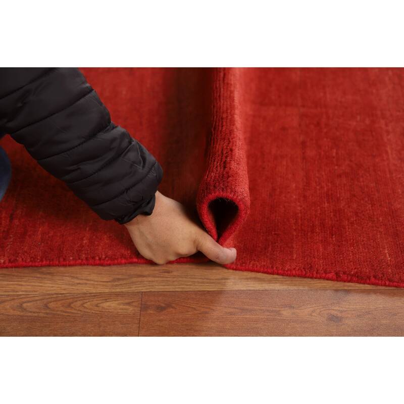 Modern Red Gabbeh Oriental Area Rug Hand-Knotted Wool Carpet - 5'6"x 7'10"