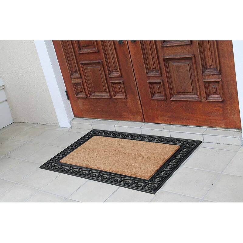 A1HC Black Aiken Rubber And Coir Non-Slip Outdoor Durable Doormat 30"X48"