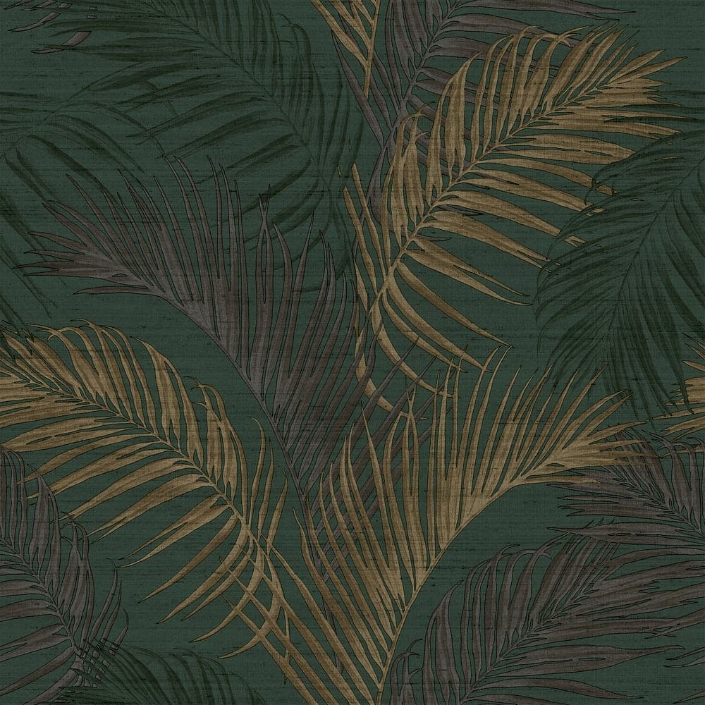 Galerie Wallcoverings Synergy Collection Lush Leaf Palm Sheen Finish Vinyl on Non-woven Wallpaper Roll