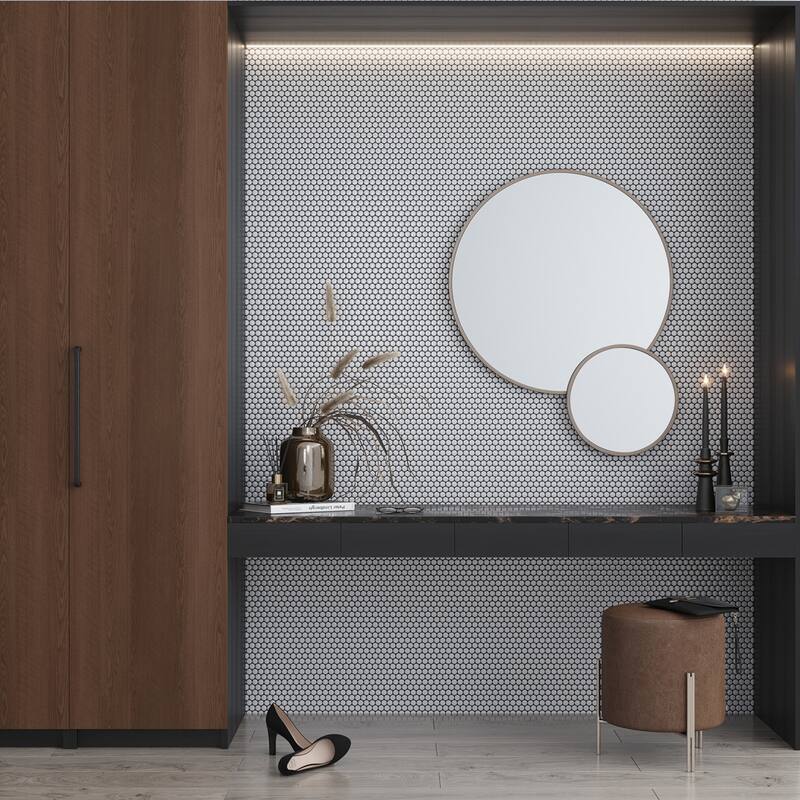 Apollo tile 12" x 12" Cirkel Glossy Ivory Beige Porcelain Tile (9.87 sq ft/case) - 10 Pack