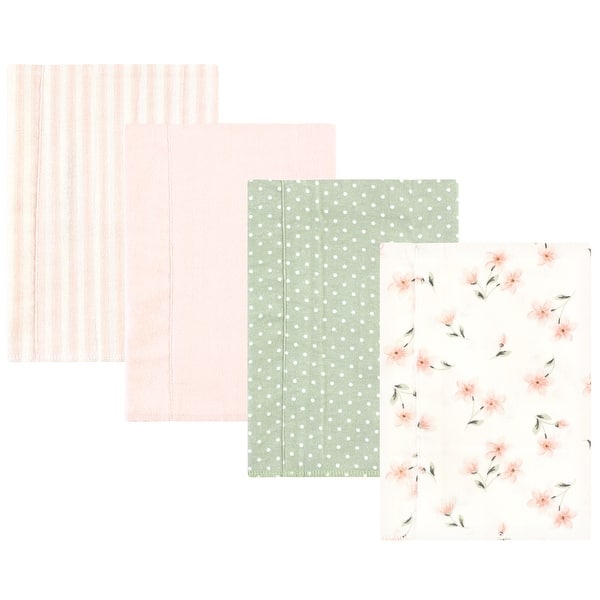 slide 1 of 1, Hudson Baby Infant Girl Cotton Flannel Burp Cloths, Pink Dainty Floral 4 Pack, One Size - Pink Dainty Floral 4 Pack - One Size One Size - Pink Dainty Floral 4 Pack