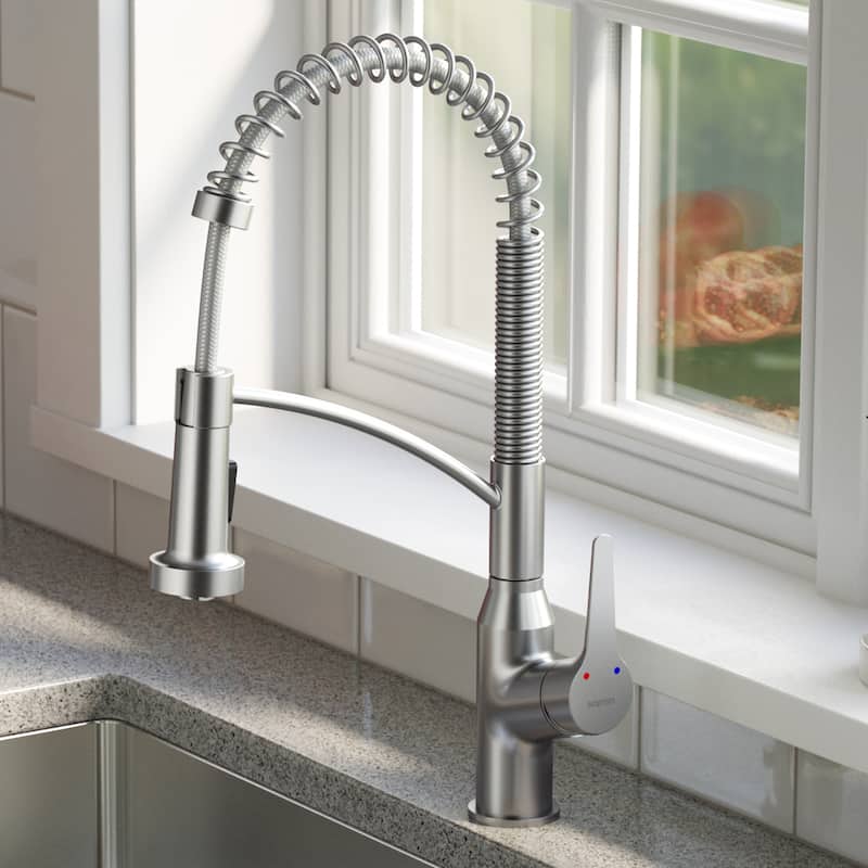 Karran Scottsdale Single-Handle Pull-Down Sprayer Kitchen Faucet with Matching Soap Dispenser