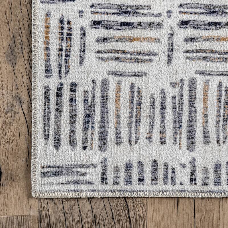 Nuloom Mitzi SpinClean Abstract Lines Machine Washable Area Rug