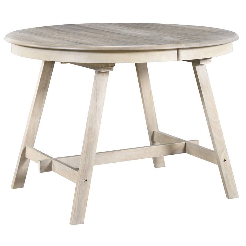 Round Wood Dining Table, Farmhouse Round Extendable Dining Table Kitchen Table for Dining Room, Kitchen
