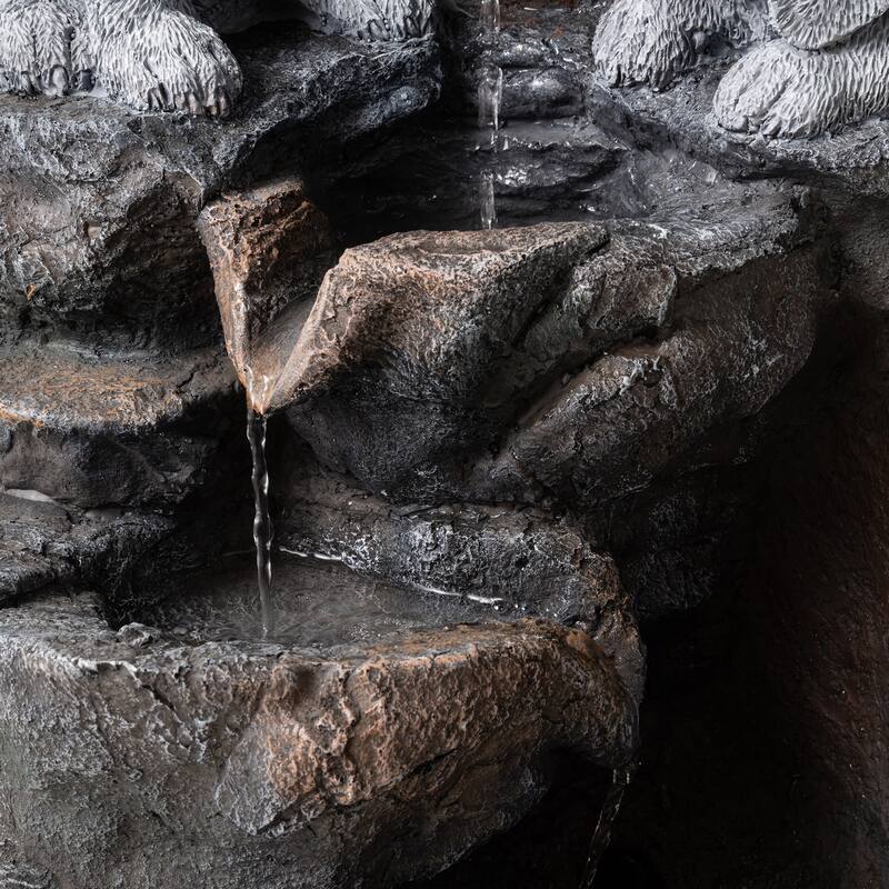 Glitzhome 4-Tiered Dogs or Elephant and Pot Polyresin Outdoor Fountain with Pump and LED Light